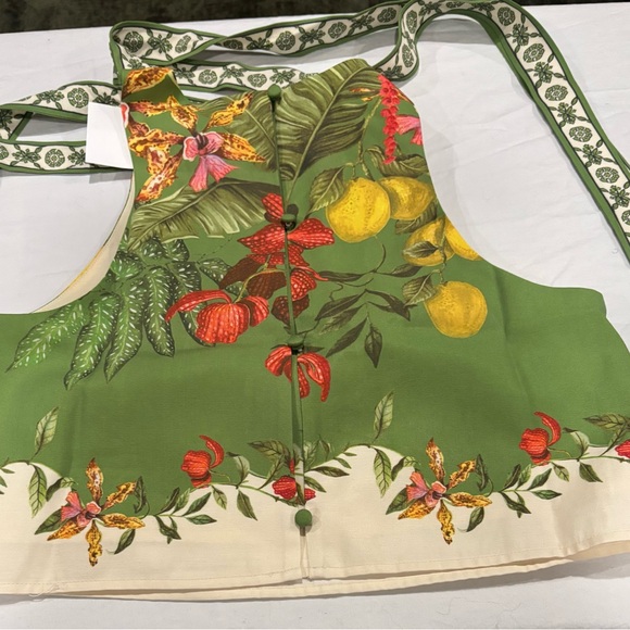 H&M SS26 Green Sleeveless Floral Tie Strap Cropped Top & Midi Wrap Skirt Size XS - Picture 13 of 15